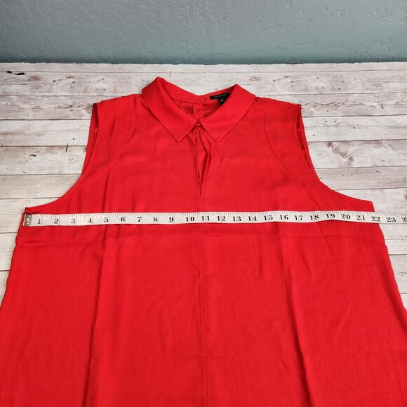Ann Taylor Collared Sleeveless Blouse in Red Size XL NWT - Picture 6 of 9